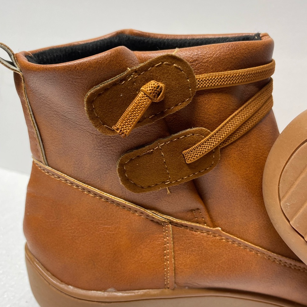 Women's Tan Ankle Booties with Dual Hook Straps